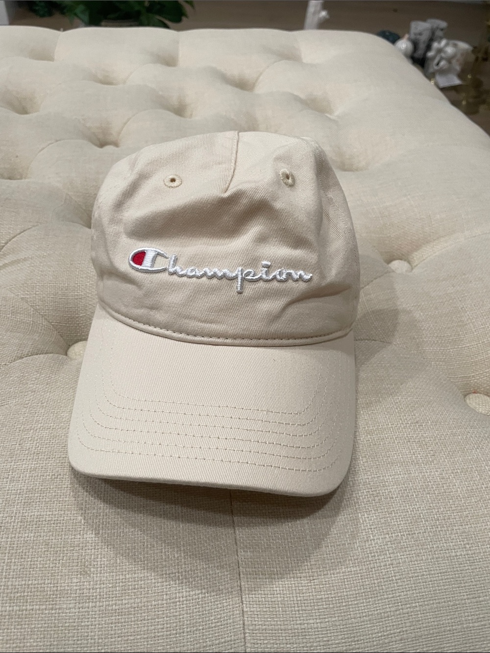 Champion Beige Embroidered Logo Baseball Hat